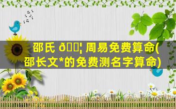 邵氏 🐦 周易免费算命(邵长文*
的免费测名字算命)